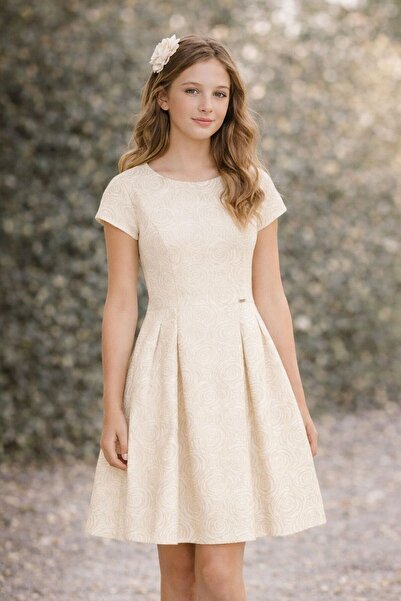 MAYORAL Kız Çocuk Ekru Brode Dokulu Elbise