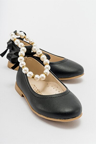 CCWAY AYAKKABI Pantofi pentru copii anti-alunecare cu perle NEGRI