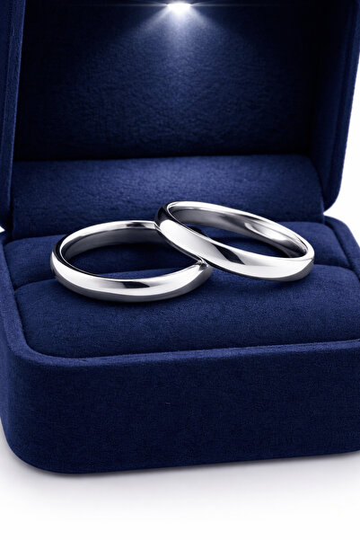 deren gümüş 4mm Bombeli Gümüş Alyans-Işıklı Kutuda-925ayar