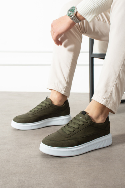 Victoris Lynor Men's Khaki Lace-Up Flat Sole Sneaker Shoes