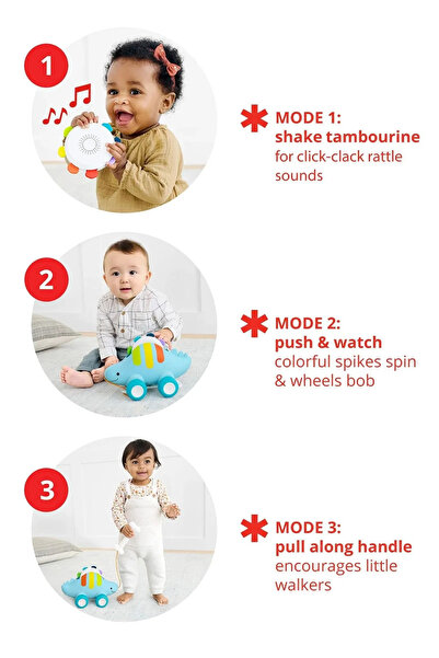 Skip Hop Explore & More Dinosaur 3'ü 1 arada Bebek Müzikli Çekmeli Oyuncak