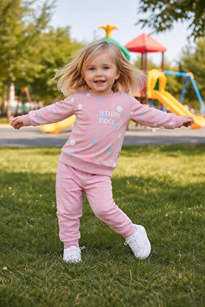 tuma collectıon Girl's Tracksuit Set Two-Thread Cotton Sweatshirt Bottom Casu...