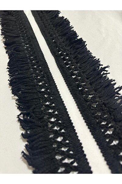 ULUPAMİR Siyah Kenar Püsküllü Dekoratif Şerit 1 metre