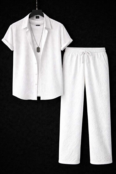 BRLKN Boyfriend Fit Waffle Fabric Alaçatı Style Unisex Wrinkled Short Sleeve ...