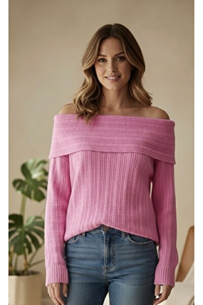 ABBA Soft Textured Degaje Madonna Collar Ribbed Knitwear Sweater Standard Size