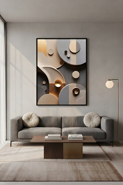 hollywest Bej & Bakır Tonlarında Minimalist Derinlikli Duvar Sanatı | Modern ...