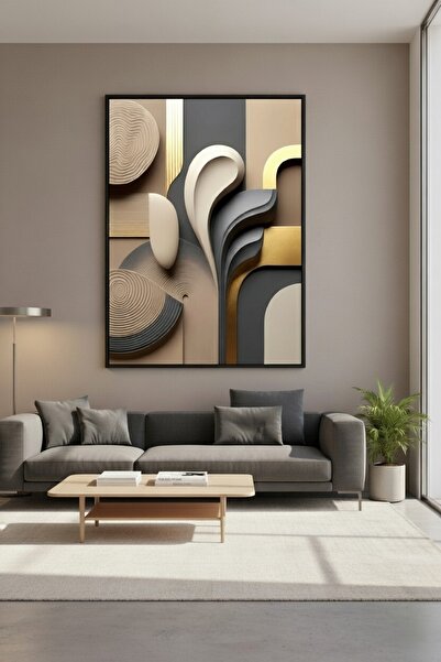 hollywest Altın & Füme Tonlarında Kıvrımlı Form Duvar Sanatı | Modern Çerçeve...