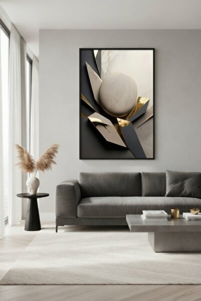 hollywest Bej & Siyah Tonlarında Küresel Figürlü Duvar Sanatı | Modern Çerçev...