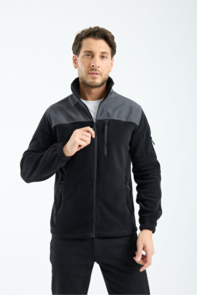 Store Men's Smoked Full Zip Antipilling Non-Pilling Softshell Paneled Fleece ...