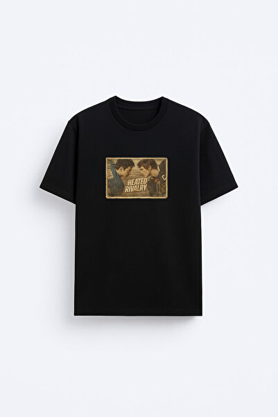 MODA Heated Rivalry Printed Crew Neck Black T-Shirt