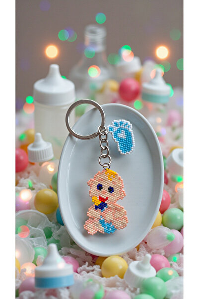 SEARD Miyuki Beads Handmade Baby Boy and Baby Foot Keychain/Bag Ornament