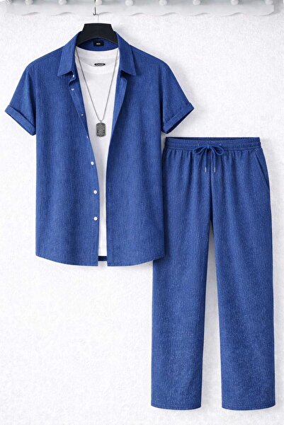 BRLKN Boyfriend Fit Waffle Fabric Alaçatı Style Unisex Wrinkled Short Sleeve ...