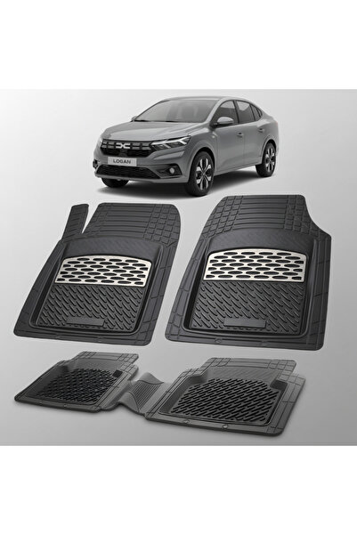 TEAMCAR Covorașe tip tavă compatibile cu Dacia Logan XX, argintii