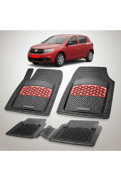 TEAMCAR Covorașe tip tavă compatibile cu Dacia Sandero 2016-2020, roșu