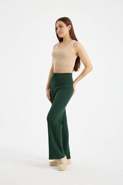 Denivy Ribbed Lace-Up Knitwear Trousers