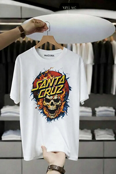 İnazuma Outdoors Unisex Oversize Printed Cotton Crew Neck Short Sleeve White ...