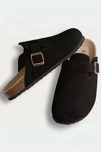 Dilesa Black Premium Suede Slippers
