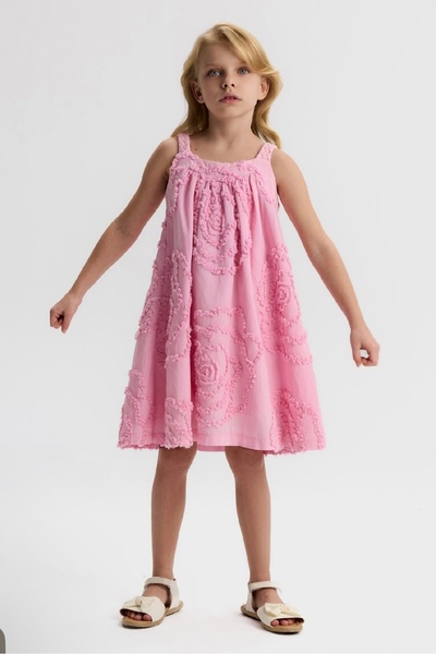 nk kids LİMİ kız çocuk yumuşak dokulu kabartmalı astarlı keten elbise