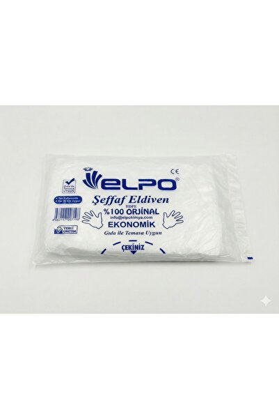 ELPO KİMYA Şeffaf eldiven tek kullanımlık poşet eldiven 100 lü