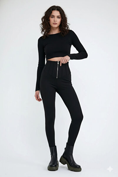 MUG collection Γυναικείο κολάν με ψηλόμεσο φερμουάρ