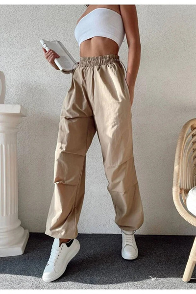 HATCELL Kadın Paraşüt Kumaş Pantolon