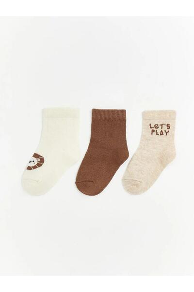 LC Waikiki Ecru Printed Baby Boy Socks 3-Pack (S6)
