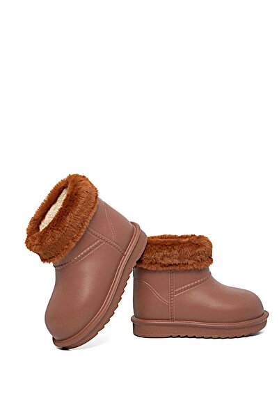 doğan gurup Children's Tan Waterproof Ankle Boots with Fur Inside and Thick Sole