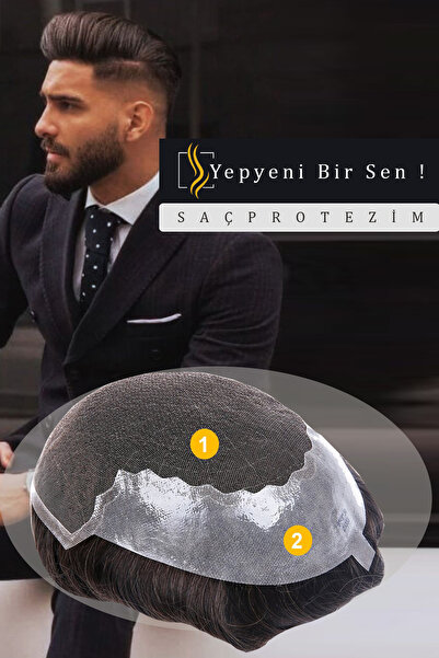 SP sacprotezim yepyeni bir sen Saçprotezim Protez Saç Q6 6x9 Renk 1B İnce Tel...