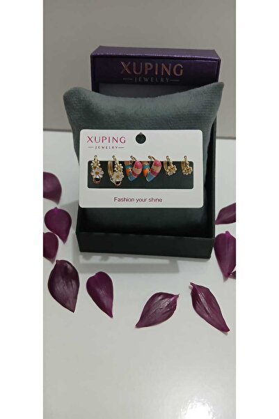 XUPING JEWELRY مجموعة من ثلاثة أقراط ملونة على شكل زهرة الأقحوان