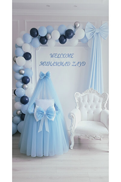 Mutlu Başlangıçlar Mavi Hastane Odası Süsleme Küvöz Eteği Cibinlik Küvöz Fiyonk