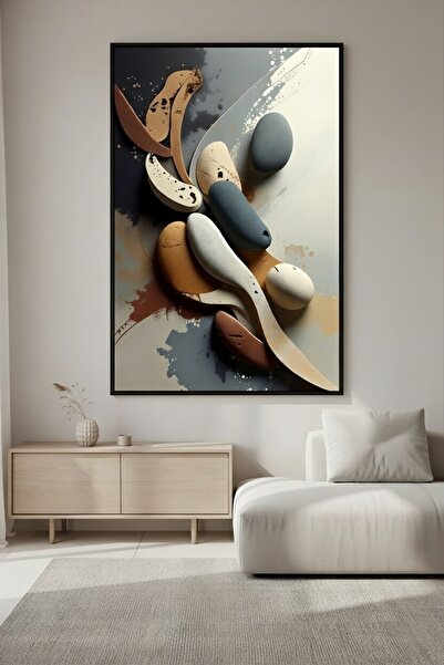 hollywest Doğal Taş Ve Akışkan Formlu Lüks Duvar Sanatı | Modern Çerçeveli Tablo