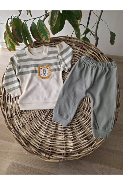 TANIŞ BEBE طقم من قطعتين للأطفال الأولاد بطبعة دب مع ربطة عنق، مصنوع من القطن...