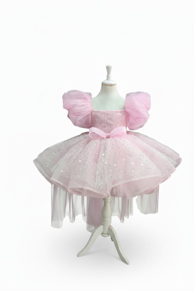 shop Kız Çocuk Boncuk Detaylı Tütü Elbise , Balon Kollu Prenses Model Özel Gü...