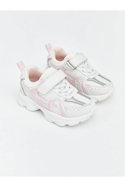 LC Waikiki حذاء رياضي للفتيات الصغيرات برباط أبيض وشريط فيلكرو (S6)