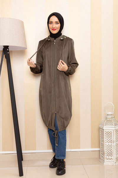 İbrahim Burak Etiler Collection Hooded Velvet Cap Khaki Green