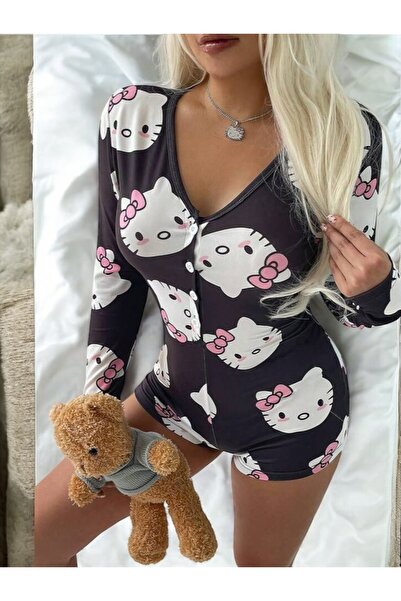 SATTENS Ολόσωμη φόρμα με σχέδια από χτενισμένο βαμβάκι - Σέξι σετ ύπνου