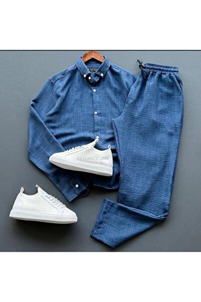 Stylo Men Men's Crinkle Linen Shirt and Pants Set