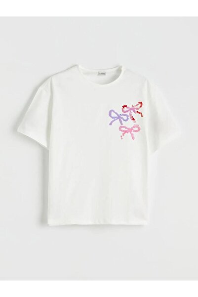 LC Waikiki Sequin Embroidered Girls' T-Shirt (S6)