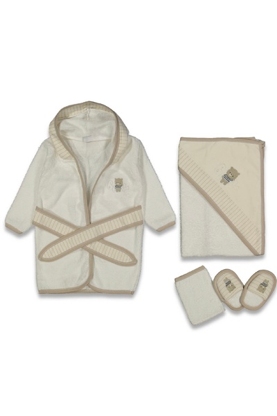 Cherub Baby Panda Boy Striped Organic Newborn Baby Boy Towel Bathrobe Set Org...