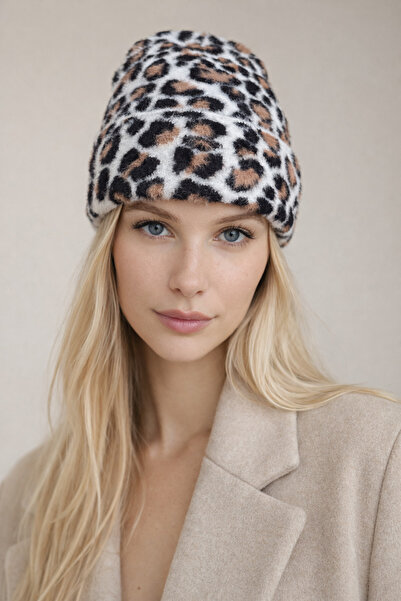 Şirin Giyim Aksesuar Beretă Leopard Angora Moale și Pufoasă - Femei