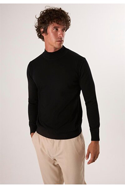 Felix Hardy سترة رجالية أساسية بياقة نصفية - أسود