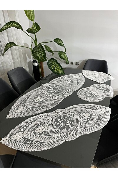 BRL ÇEYİZ HOME طقم صالون فاخر من الدانتيل الفرنسي والتول الأنيق