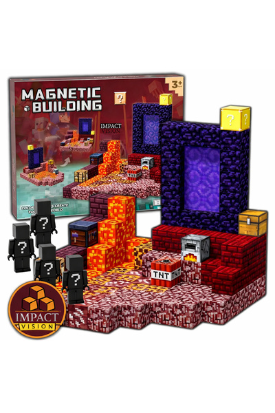 Impact Vision Set of 128 Impact Vision® Magnetic Building Blocks, Portal & La...