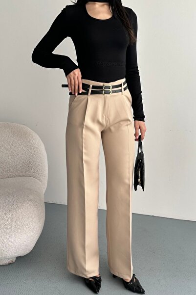 gm giyimarket New Season Women's Belted Palazzo Trousers