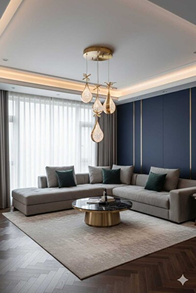 AURA LIGHTING Su Damlası Model 4'Lü Sarkıt 3 Renk LED Modern Avize (Beyaz Sar...