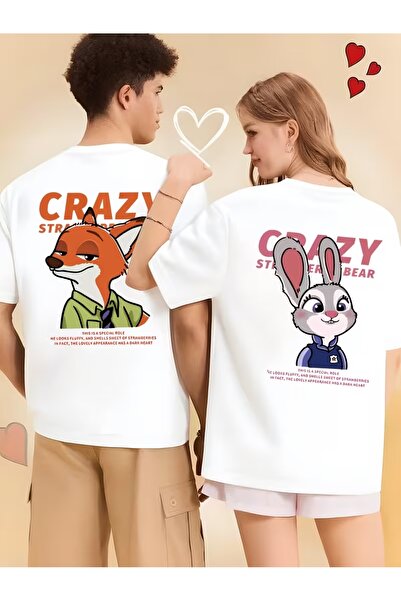 darkopia Unisex Şimşek Zootopia Crazy SIRT Baskılı Sevgili Çift Kombini Tasar...