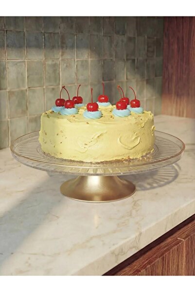 LC Waikiki Colorless Glass Presentation Stand with Striped Patterned Edge (S6)