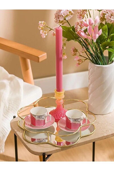 LC Waikiki Decorative Metal Tray with Yellow Stich Figure 28 cm (S6)