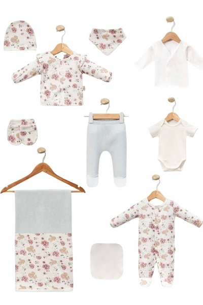 Cherub Baby Squirrel Pattern Floral Newborn Baby Girl 10 Piece Hospital Disch...