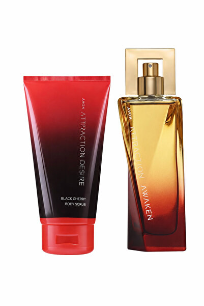 AVON Attraction Awaken perfume set package and bonus Attraction Desire cherry...
